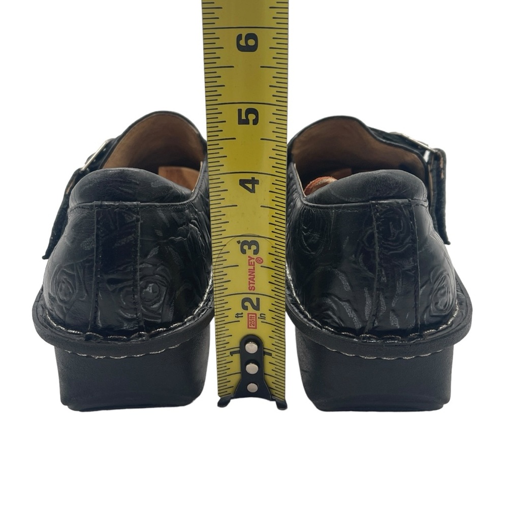 Alegria Alli Black Leather Floral Slide On Slip Resistant Comfort Nurse Clog - Picture 8 of 16